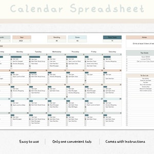 Calendar Spreadsheet, Google Sheets Daily Calendar, to Do List Template ...