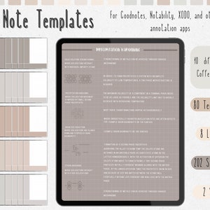 cyfrowy pakiet szablonów notatek Cornell do robienia notatek na iPadzie, zeszyt do nauki, kompatybilny z notatkami akademickimi GoodNotes dla Notability Portrait