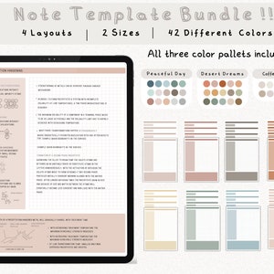 cyfrowy pakiet szablonów notatek Cornell do robienia notatek na iPadzie, zeszyt do nauki, kompatybilny z notatkami akademickimi GoodNotes dla Notability Portrait