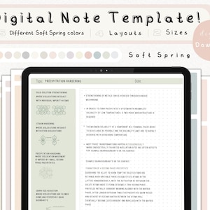 cyfrowy pakiet szablonów notatek Cornell do robienia notatek na iPadzie, zeszyt do nauki, kompatybilny z notatkami akademickimi GoodNotes dla Notability Portrait