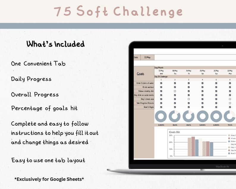 Hit Tracking Worksheet 75 Soft Challenge Tracker, Google Sheets Template (digital Download) - Etsy
