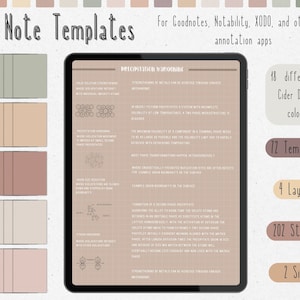 cyfrowy pakiet szablonów notatek Cornell do robienia notatek na iPadzie, zeszyt do nauki, kompatybilny z notatkami akademickimi GoodNotes dla Notability Portrait