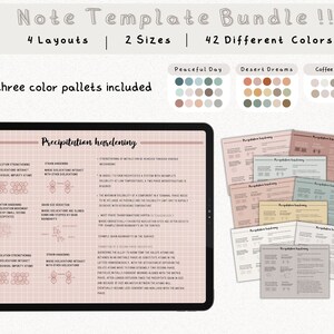 cyfrowy pakiet szablonów notatek Cornell do robienia notatek na iPadzie, zeszyt do nauki, kompatybilny z notatkami akademickimi GoodNotes dla Notability Portrait