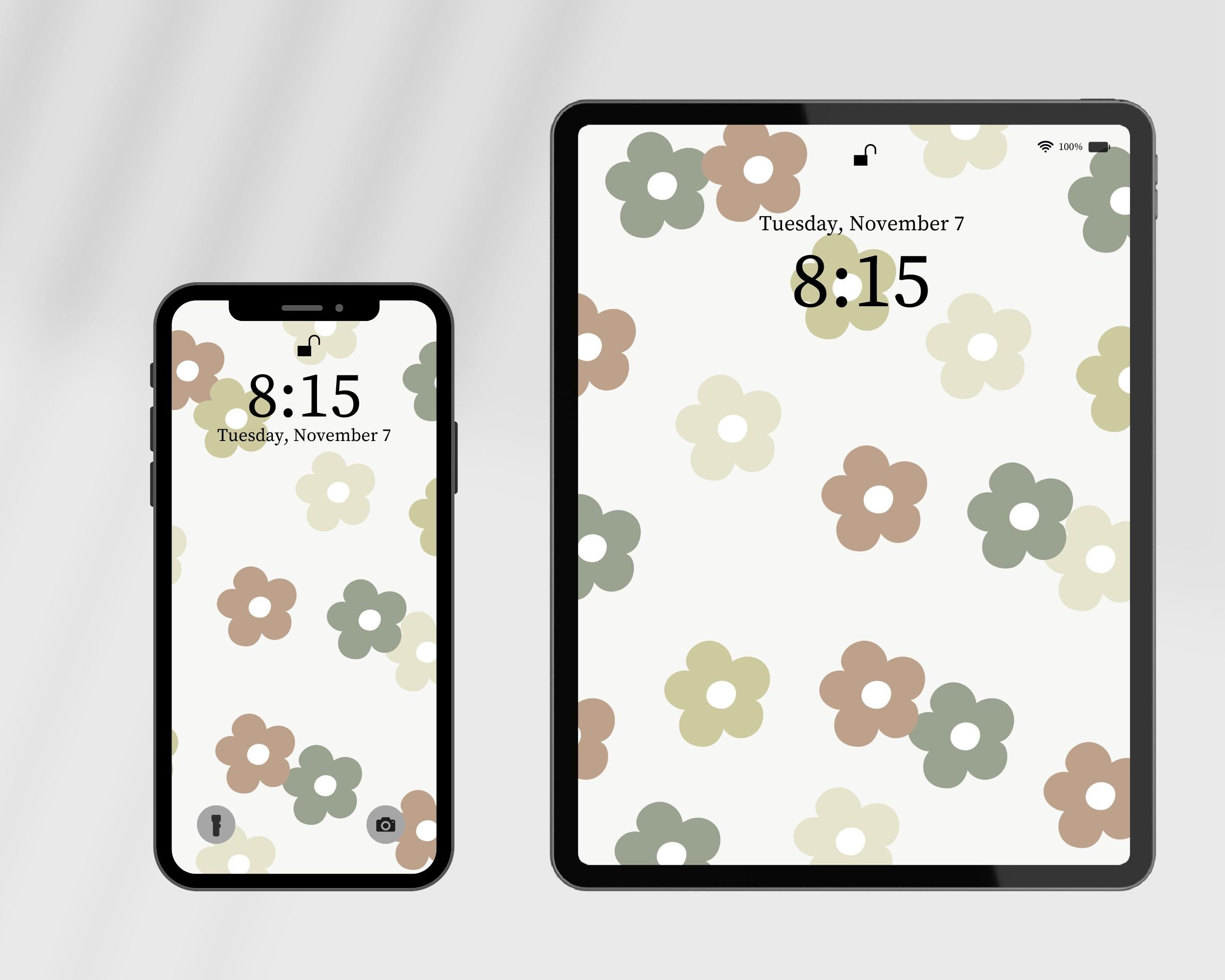 2 pack floral for phone & iPad wallpaper, Home Screen, Lock Screen, Neutral iPad Wallpaper Neutral, Neutral phone wallpaper, Background