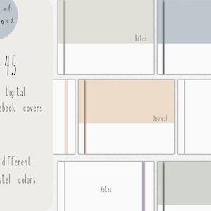Digital notebook covers for Goodnotes and notability, minimalistic pastel colors, Covers for Notability, Digital Planner Cover