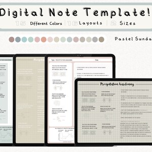 cyfrowy pakiet szablonów notatek Cornell do robienia notatek na iPadzie, zeszyt do nauki, kompatybilny z notatkami akademickimi GoodNotes dla Notability Portrait