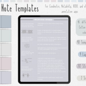 cyfrowy pakiet szablonów notatek Cornell do robienia notatek na iPadzie, zeszyt do nauki, kompatybilny z notatkami akademickimi GoodNotes dla Notability Portrait