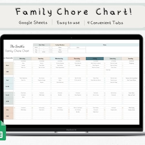 Takenschema voor Excel-sjabloonplanner voor Google Spreadsheets, weekkalender voor gezinskarretje, schoonmaakchecklist, dagelijks takenschema voor gezin