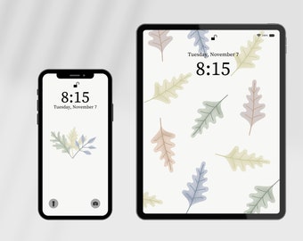 Fondo de pantalla de hojas para teléfono y iPad, pantalla de inicio, pantalla de bloqueo, fondo de pantalla neutro para iPad, fondo de pantalla neutro para teléfono, fondo para tableta