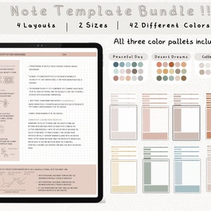 Pacchetto di modelli di note digitali Cornell per iPad, quaderno di studio per prendere appunti compatibile con GoodNotes, note accademiche per il ritratto di Notability