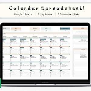 Calendar Spreadsheet, for Google Sheets Daily Calendar, To Do List Template, Task Planner Spreadsheet, Simple Digital Planner, Monthly