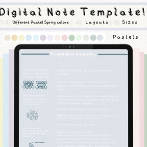 Paquete de plantillas de notas digitales Cornell para iPad, cuaderno de estudio para tomar notas, compatible con GoodNotes, notas académicas para Notability, retrato.