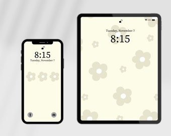 Fondo de pantalla floral para iPhone y iPad, Pantalla de inicio, Pantalla de bloqueo, Fondo de pantalla neutro, Fondo de pantalla neutro para teléfono, Fondo de tableta