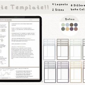 Pacchetto di modelli di note digitali Cornell per iPad, quaderno di studio per prendere appunti compatibile con GoodNotes, note accademiche per il ritratto di Notability