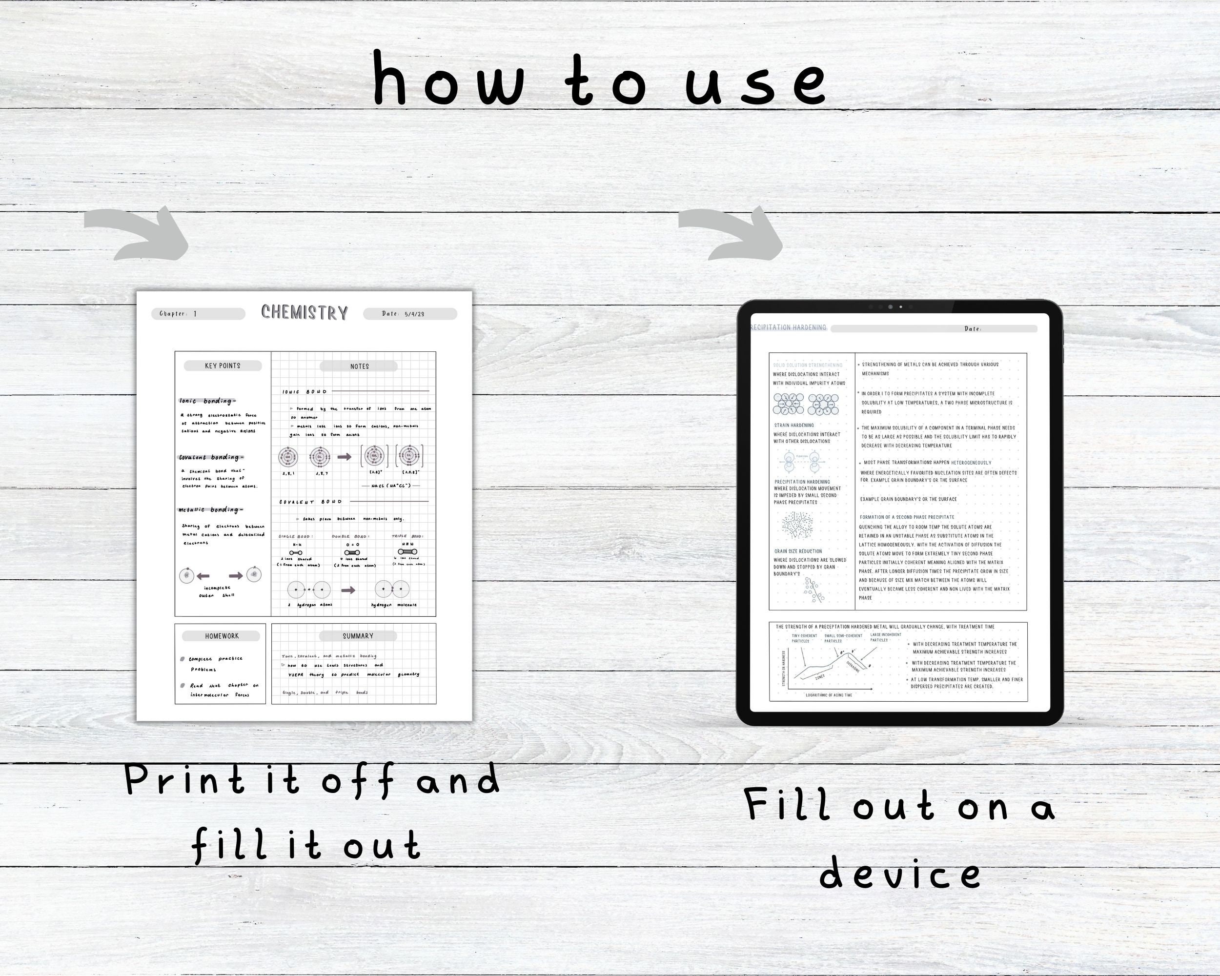 Digital Note Template, Cornell Notes, Student Note Taking, iPad ...
