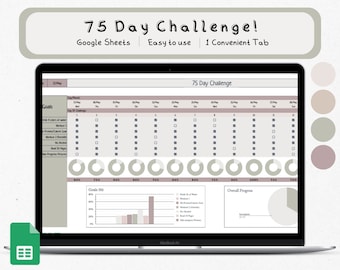 75 Day Challenge Tracker, Google Sheets Template (Digital Download)