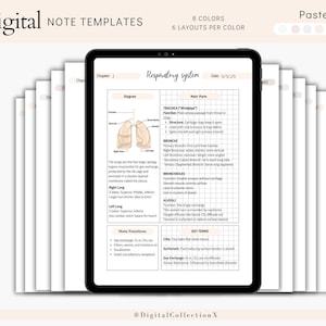 cyfrowy pakiet szablonów notatek Cornell do robienia notatek na iPadzie, zeszyt do nauki, kompatybilny z notatkami akademickimi GoodNotes dla Notability Portrait