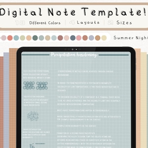 cyfrowy pakiet szablonów notatek Cornell do robienia notatek na iPadzie, zeszyt do nauki, kompatybilny z notatkami akademickimi GoodNotes dla Notability Portrait