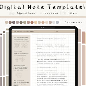 cyfrowy pakiet szablonów notatek Cornell do robienia notatek na iPadzie, zeszyt do nauki, kompatybilny z notatkami akademickimi GoodNotes dla Notability Portrait