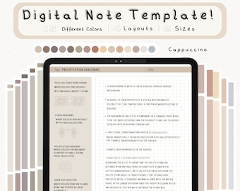 Paquete de plantillas de notas digitales Cornell para iPad, cuaderno de estudio para tomar notas, compatible con GoodNotes, notas académicas para Notability, retrato.