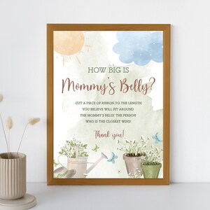Baby Shower Printable Sign - How Big is Mommy's Belly? Game | Garden Theme Mom to Be Belly Instant Download | Summer Baby Shower Decoration