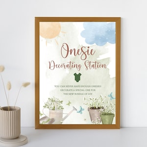 Baby Shower Printable Sign - Onesie Decorating Station Game | Garden Instant Download | Summer Baby Shower Decoration | Onesie Activity