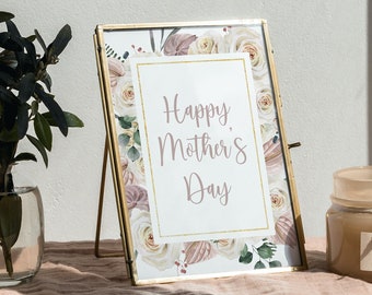 Happy Mother's Day Event Sign Boho Florals Happy Mother's Day Printable Sign Instant Download PDF/PNG Happy Mother's Day Print