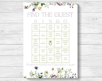 BINGO Bridal Shower Game Wedding Shower Activity Wildflowers Find the Guest Bride and Groom Game