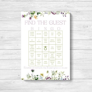 BINGO Bridal Shower Game Wedding Shower Activity Wildflowers Find the Guest Bride and Groom Game