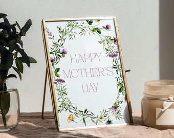 Happy Mother's Day Event Sign Watercolor Florals Happy Mother's Day Printable Sign Instant Download PDF/PNG Happy Mother's Day Print