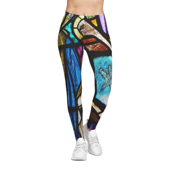 Leggings décontractés pour femmes | legging effet vitrail | vêtements de sport | leggings d'entraînement | leggings sacrés | cadeau féminin