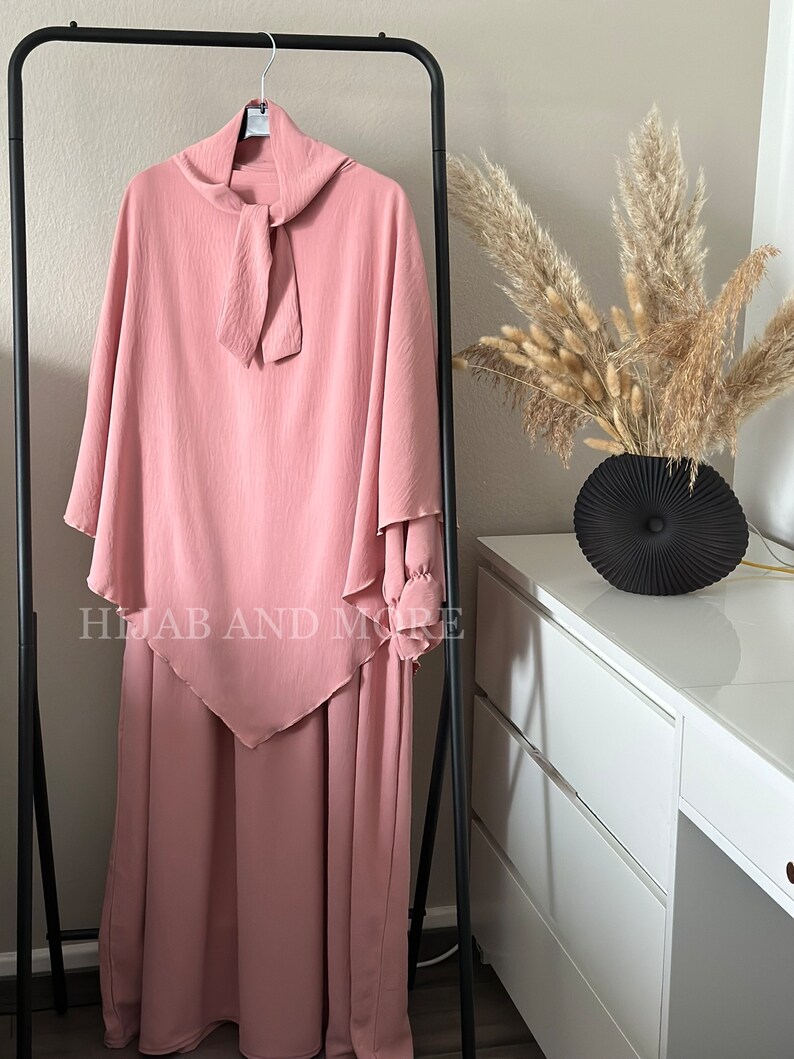 2 teiliges Khimar Set Jazz stoff Rosa