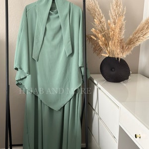 2 piece Khimar set jazz fabric Mintgrün