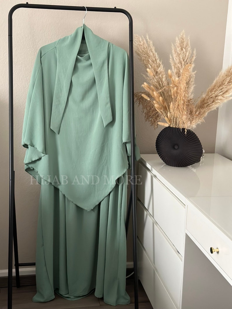 2 piece Khimar set jazz fabric Mintgrün