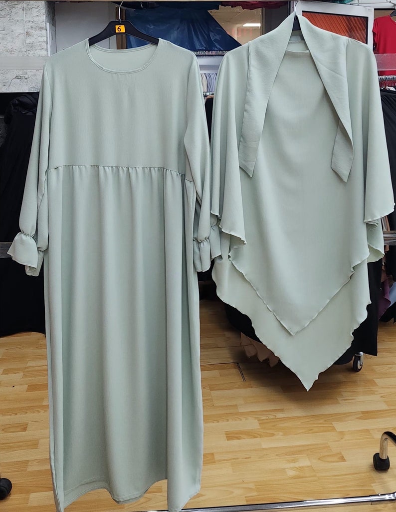 2 piece Khimar set jazz fabric Mint