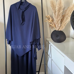 2 teiliges Khimar Set Jazz stoff Dunkelblau