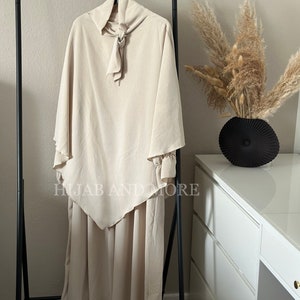 2 piece Khimar set jazz fabric Beige