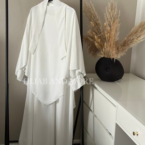 2 piece Khimar set jazz fabric Weiß