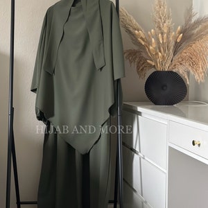 2 teiliges Khimar Set Medina Stoff Kaki