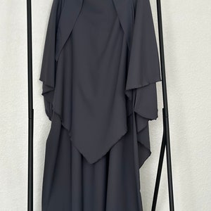 2 teiliges Khimar Set Medina Stoff Dunkelgrau