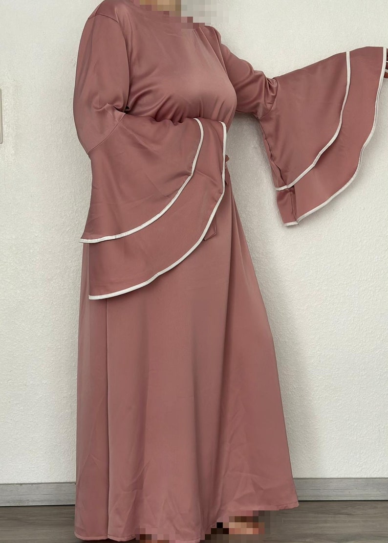 Abaya mit Trompetenärmel, Maxikleid immagine 1