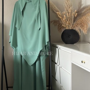 2 teiliges Khimar Set Medina Stoff Mint