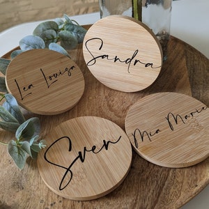 Untersetzer Bambus Kork *personalisiert* Geschenk, Platzkarte