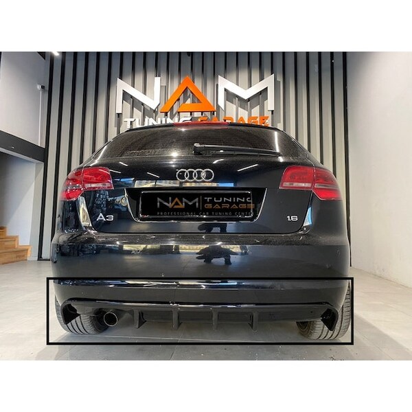 For Audi A3 8P FL 4 Door Rear Bumper Diffuser Gloss Black Rear Bumper Trunk Diffuser 2008-2012