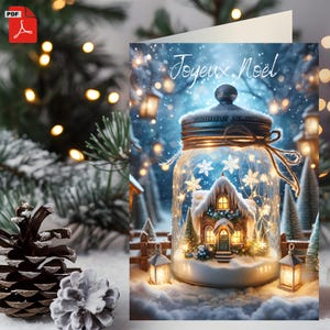 Kerstkaart met tekst - Opvouwbare kaart + eenvoudige dubbelzijdige versie - Standaardformaten 12,7x17,8 cm - Digitaal product