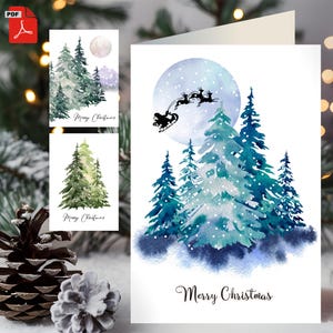 3 christmas cards with text - Folding card + simple double-sided version - Standard formats 5 x 7 po (12.7x17.8 cm) - Digital product