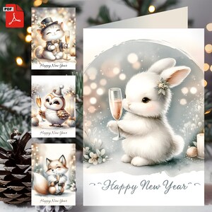 4 christmas cards with text - Folding card + simple double-sided version - Standard formats 5 x 7 po (12.7x17.8 cm) - Digital product