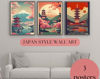 3 vintage wall art bundle - digital product - 3600x5400 size