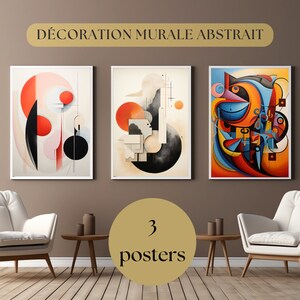 Conjuntos de 3 carteles de arte abstracto - formato 1900x2400 - producto digital