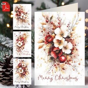 4 Christmas cards - Folding card + simple double-sided version - Standard formats 5 x 7 po (12.7x17.8 cm) - Digital product